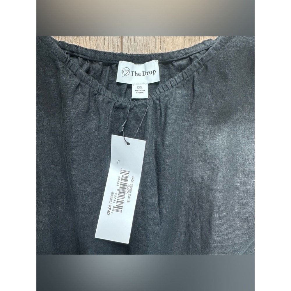 NWT! The Drop Women's Linen Dress, Solid Black, Sadie Cut Out, Summer, Midi, XXL - Picture 5 of 11